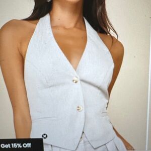 Lulu's Cream Halter Button-Front Camisole Top